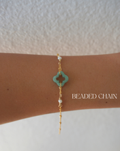 Load image into Gallery viewer, Clover Jade Bracelet + PEARLS